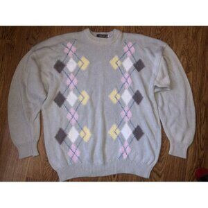 Cooper and Roe England Mens Vintage Argyle Print Grandpa Sweater Size XL